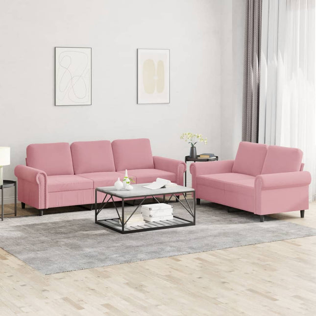 2-delige Loungeset met kussens fluweel roze Roze met kussens