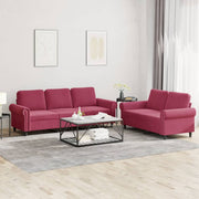 Loungeset 2-delig fluweel wijnrood 152x77x80cm 212x77x80cm