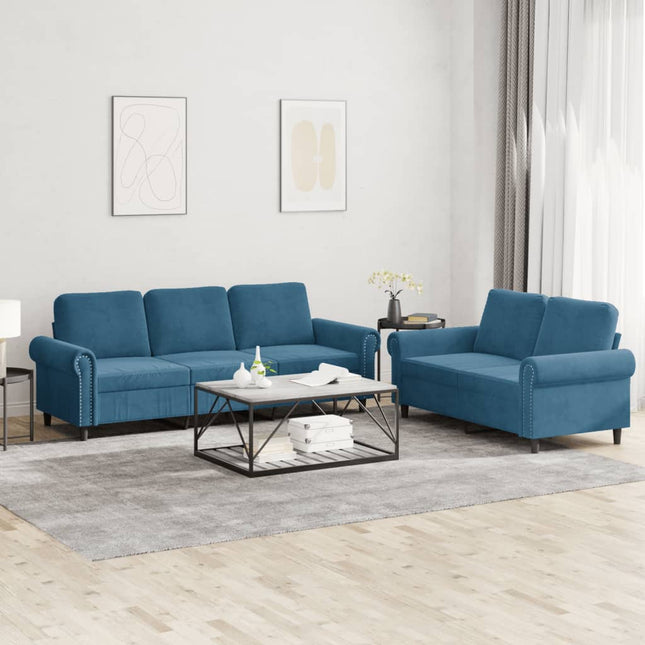 2-Delige Loungeset Fluweel Blauw met kussens