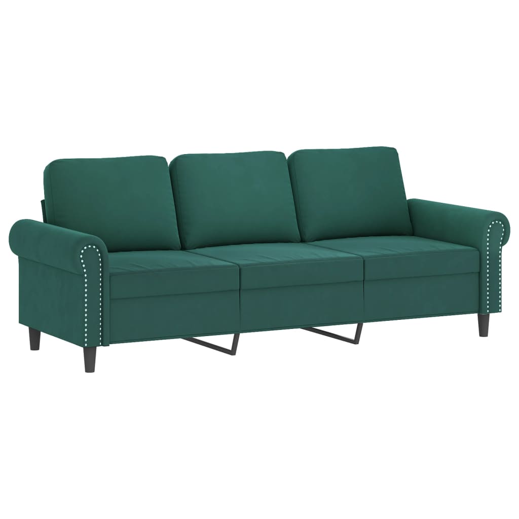 3-delige Loungeset met kussens fluweel donkergroen