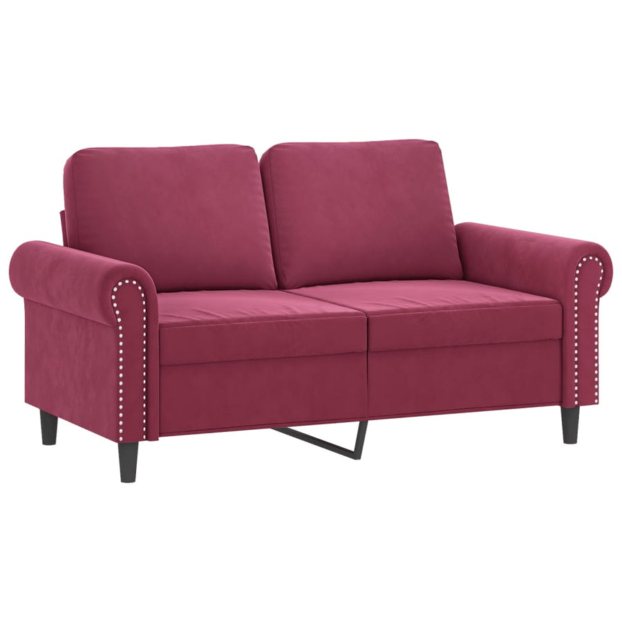 3-delige Loungeset met kussens fluweel wijnrood