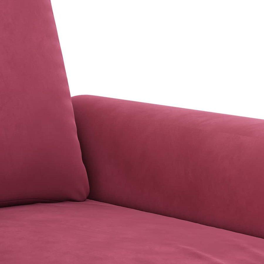 3-delige Loungeset met kussens fluweel wijnrood