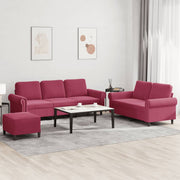 Loungeset 3-delig fluweel wijnrood
