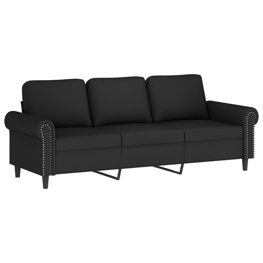 3-delige Loungeset met kussens fluweel zwart Zwart
