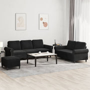 Loungeset 3-delig fluweel zwart