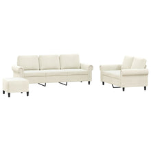 3-delige Loungeset met kussens fluweel crèmekleurig