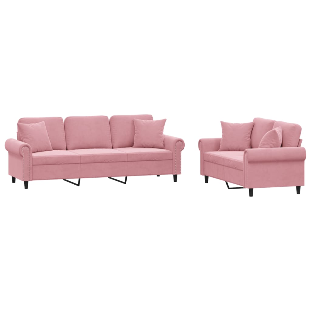 2-Delige Loungeset Fluweel Roze met kussens