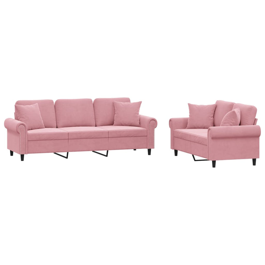2-Delige Loungeset Fluweel Roze met kussens
