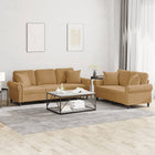 2-delige Loungeset met kussens fluweel bruin Bruin met kussens