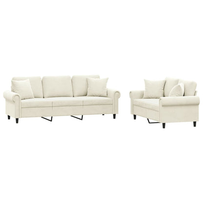 2-Delige Loungeset Fluweel Kleurig Crème met kussens