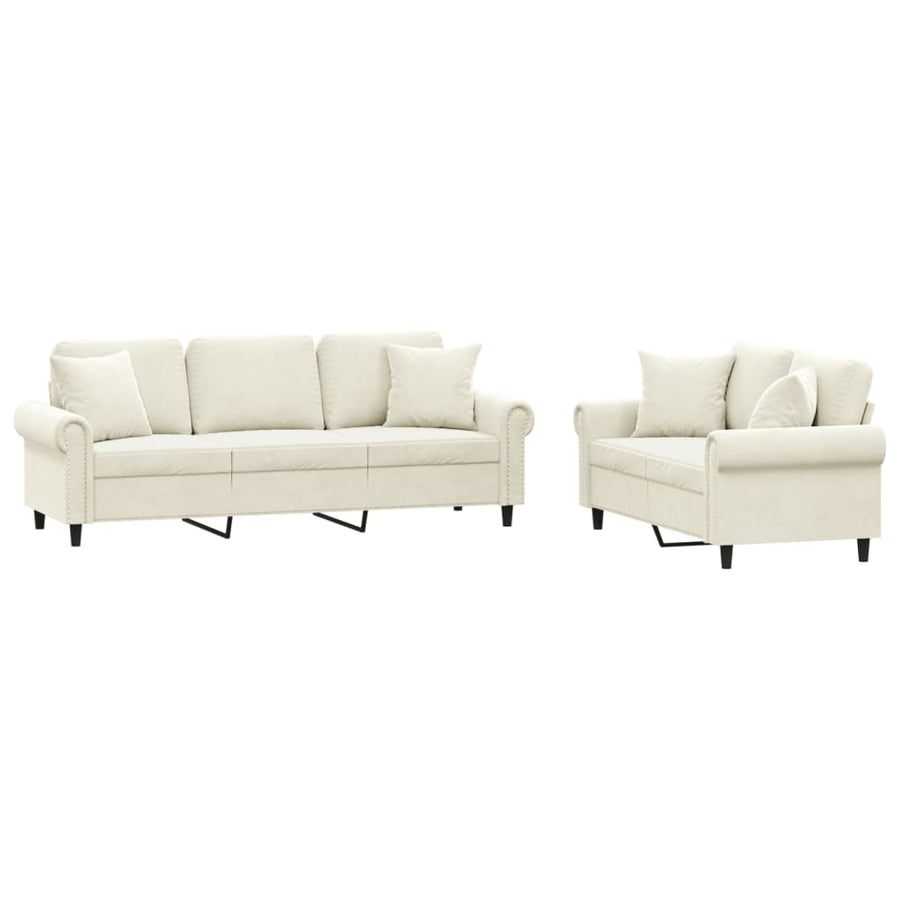 2-Delige Loungeset Fluweel Kleurig Crème met kussens