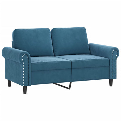 2-delige Loungeset met kussens fluweel blauw Blauw met kussens