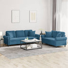 2-delige Loungeset met kussens fluweel blauw Blauw met kussens