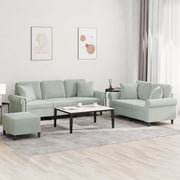 Loungeset 3-delig fluweel lichtgrijs