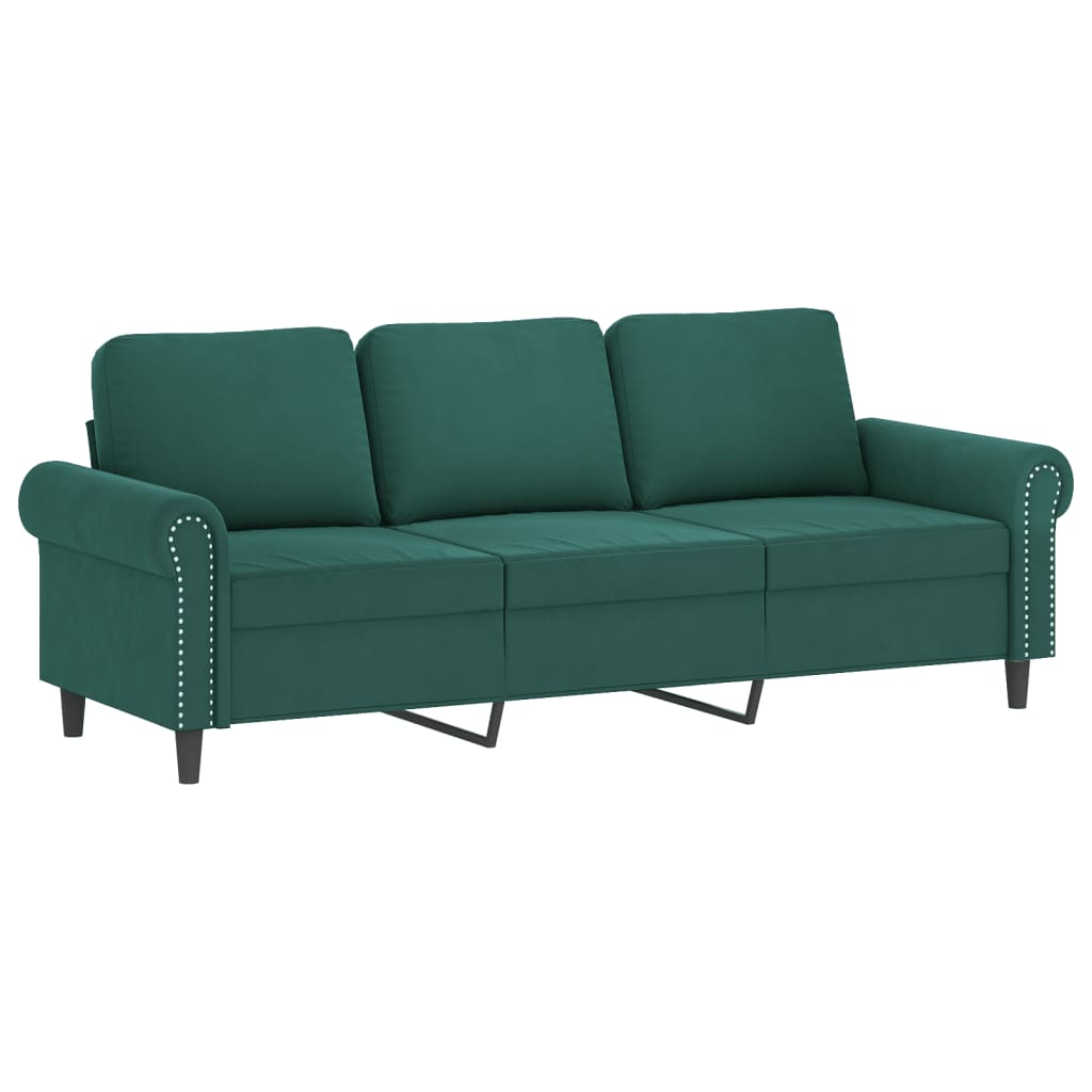 3-delige Loungeset met kussens fluweel donkergroen