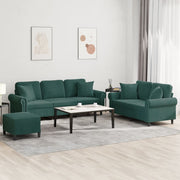 Loungeset 3-delig fluweel donkergroen