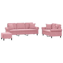 3-delige Loungeset met kussens fluweel roze