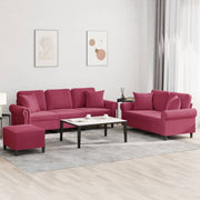Loungeset 3-delig fluweel wijnrood