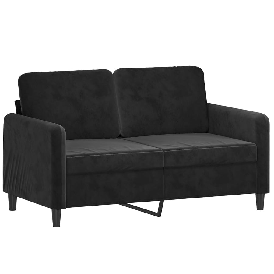 3-Delige Loungeset Met Kussens Fluweel Zwart met kussens en voetenbankje