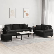 Loungeset 3-delig fluweel zwart