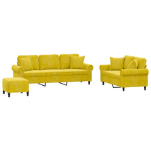 3-delige Loungeset met kussens fluweel geel