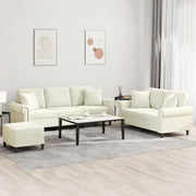 Loungeset 3-delig fluweel crèmekleurig