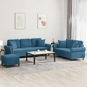 Loungeset 3-delig fluweel blauw