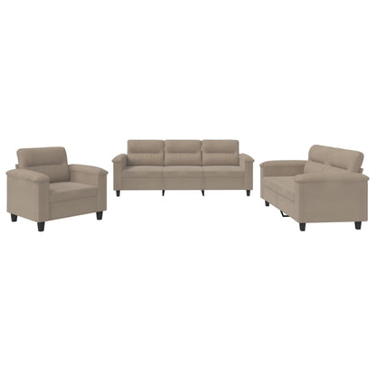 3-Delige Loungeset Met Kussens Microvezelstof Taupe