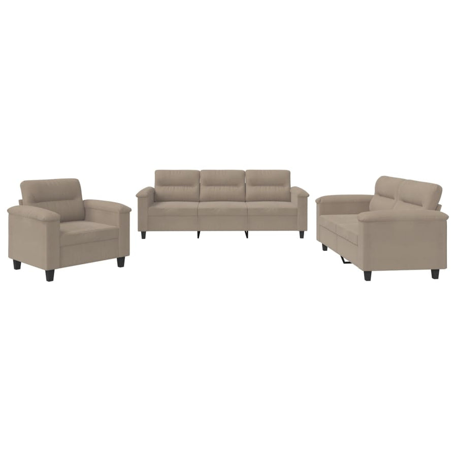 3-Delige Loungeset Met Kussens Microvezelstof Taupe