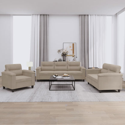 3-Delige Loungeset Met Kussens Microvezelstof Taupe
