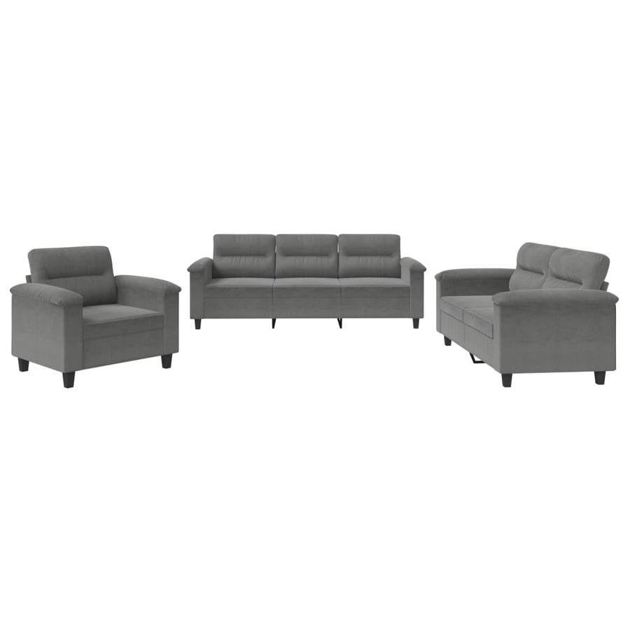 3-Delige Loungeset Microvezelstof Donkergrijs met kussens