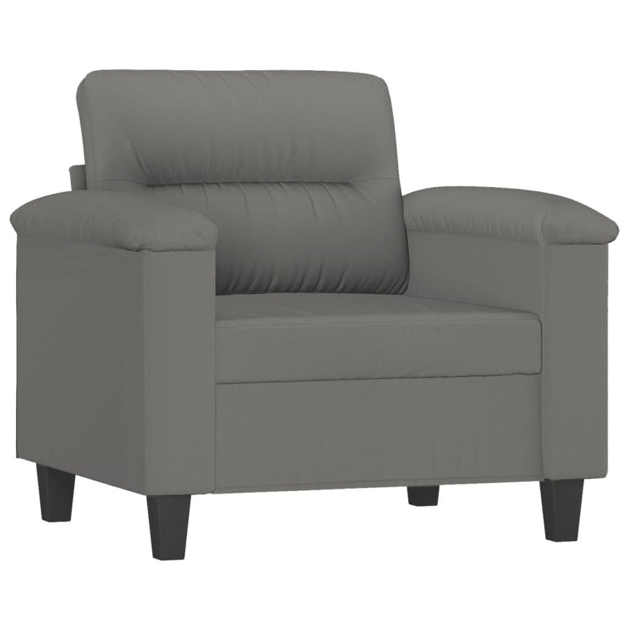 3-Delige Loungeset Microvezelstof Donkergrijs met kussens