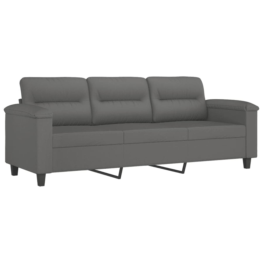 3-Delige Loungeset Microvezelstof Donkergrijs met kussens