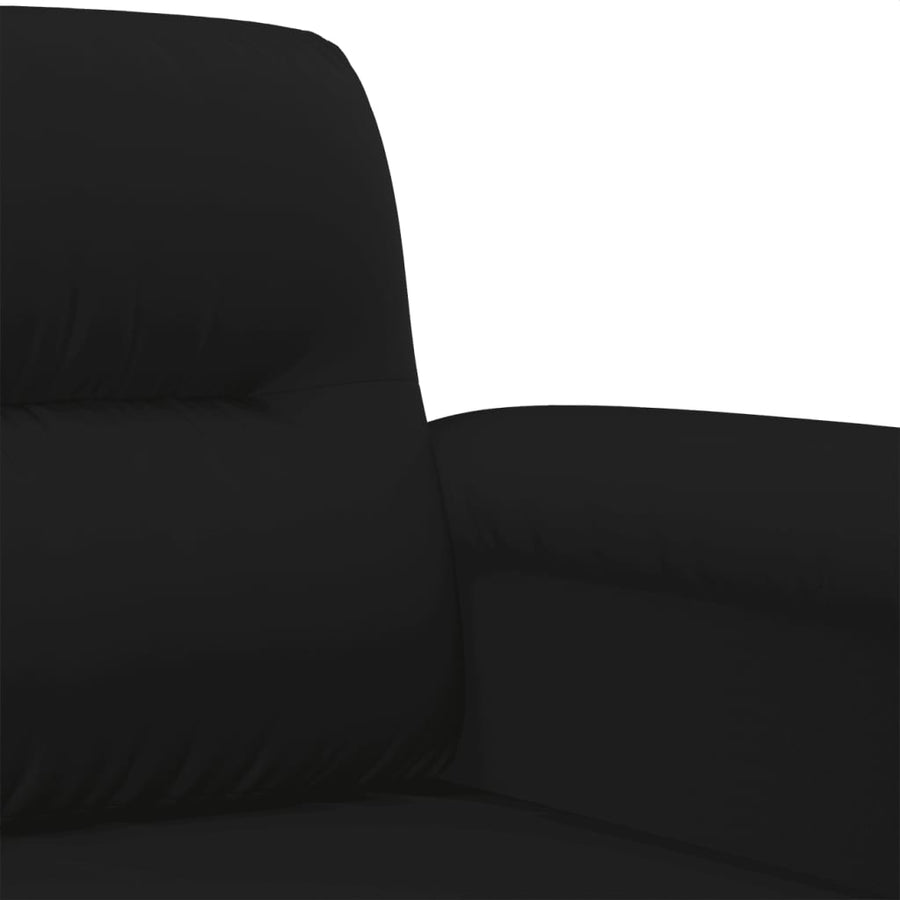 3-delige Loungeset met kussens microvezelstof zwart Zwart met kussens