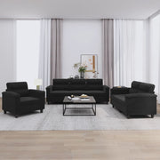 Loungeset 3-delig microvezelstof zwart