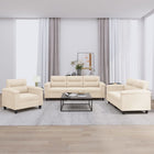 3-delige Loungeset met kussens microvezelstof beige