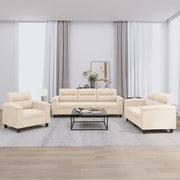 Loungeset 3-delig beige microvezelstof