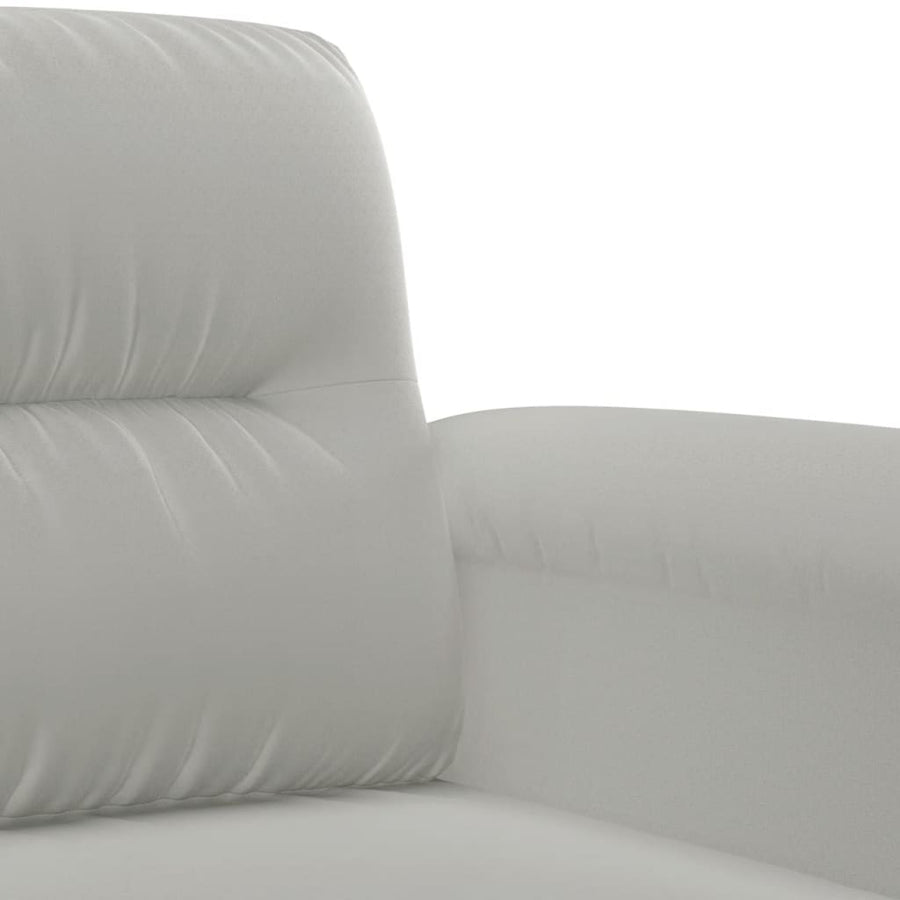4-Delige Loungeset Met Kussens Microvezelstof Lichtgrijs met kussens en voetenbankje