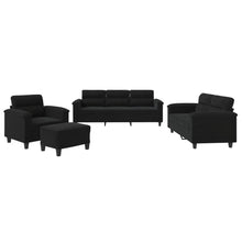 4-delige Loungeset met kussens microvezelstof zwart