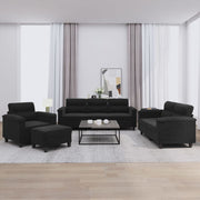 Loungeset 4-delig microvezelstof zwart