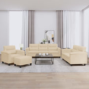 Loungeset 4-delig microvezel crèmekleurig