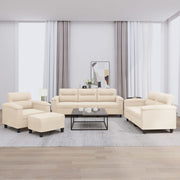 Loungeset 4-delig microvezelstof beige