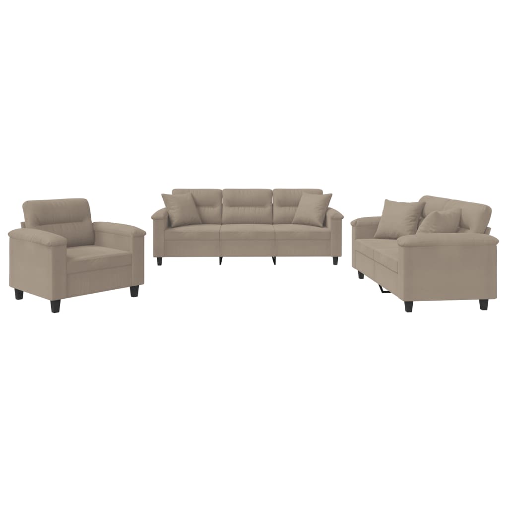 3-Delige Loungeset Microvezelstof Taupe met kussens