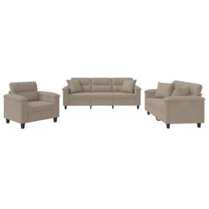 3-Delige Loungeset Microvezelstof Taupe met kussens