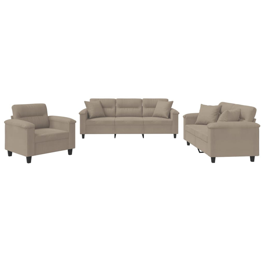 3-Delige Loungeset Microvezelstof Taupe met kussens
