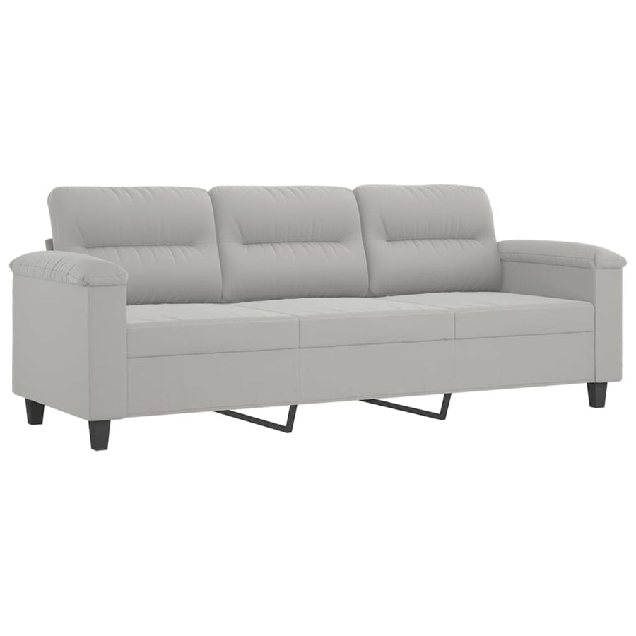 3-Delige Loungeset Microvezelstof Lichtgrijs met kussens