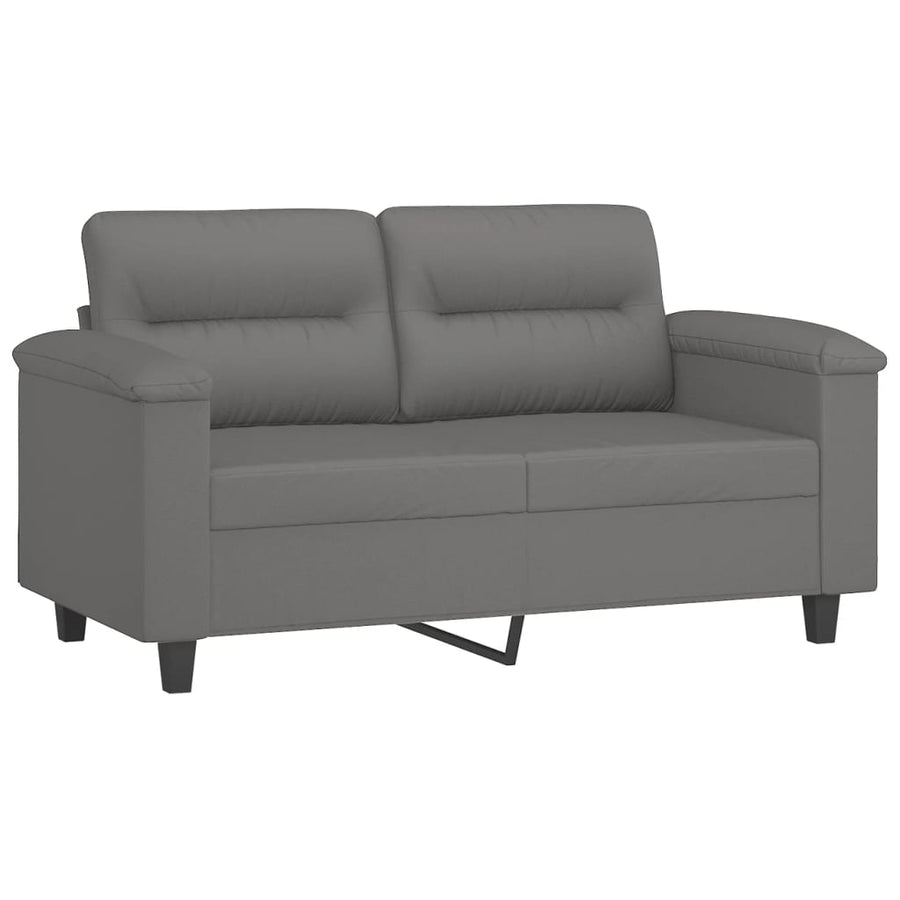 3-delige Loungeset met kussens microvezelstof donkergrijs Donkergrijs met kussens