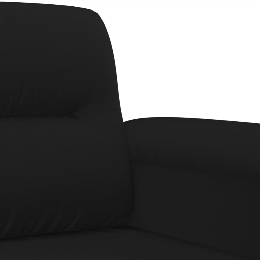 3-Delige Loungeset Microvezelstof Zwart met kussens
