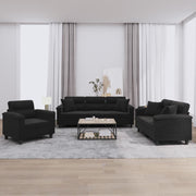 Loungeset 3-delig microvezelstof zwart