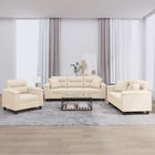 3-delige Loungeset met kussens microvezelstof beige